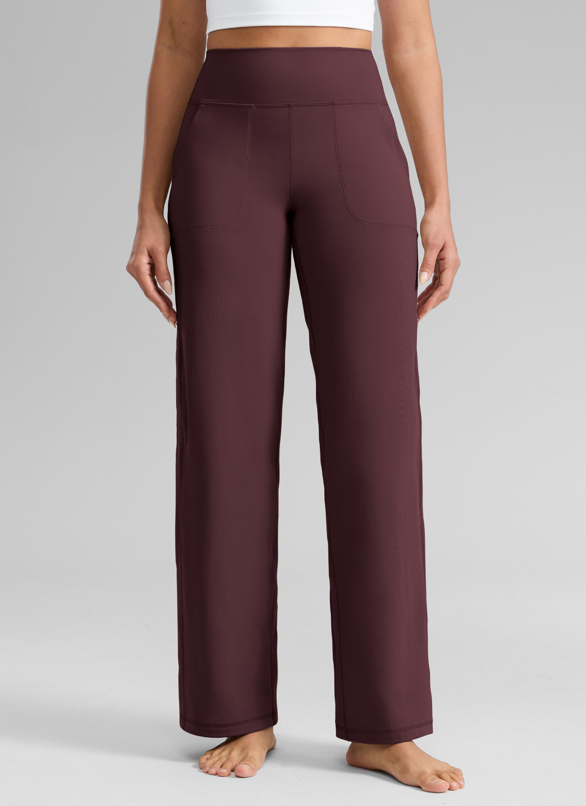 CRZ YOGA Damen Butterlift Weites Bein Hose mit Taschen - 79cm Reife Pflaume