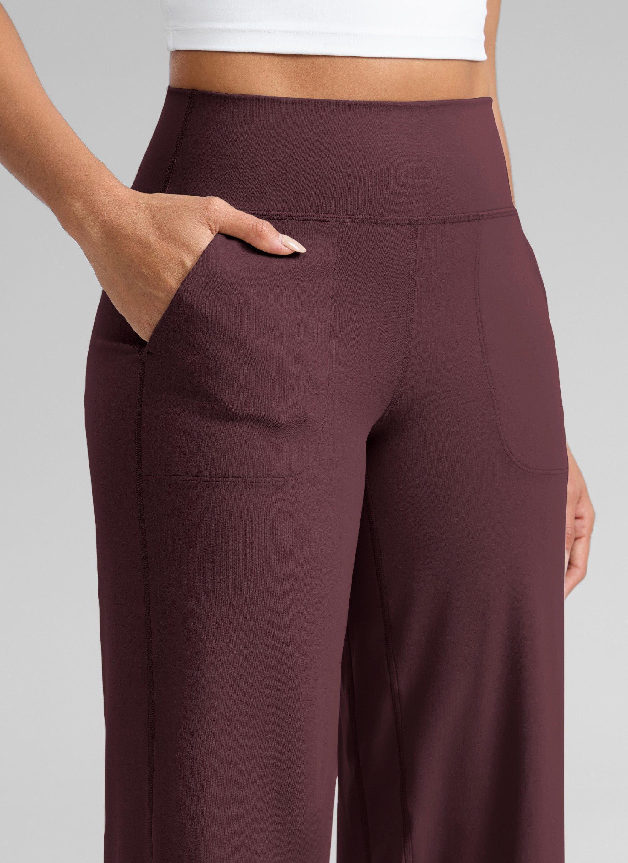 CRZ YOGA Damen Butterlift Weites Bein Hose mit Taschen - 79cm Reife Pflaume