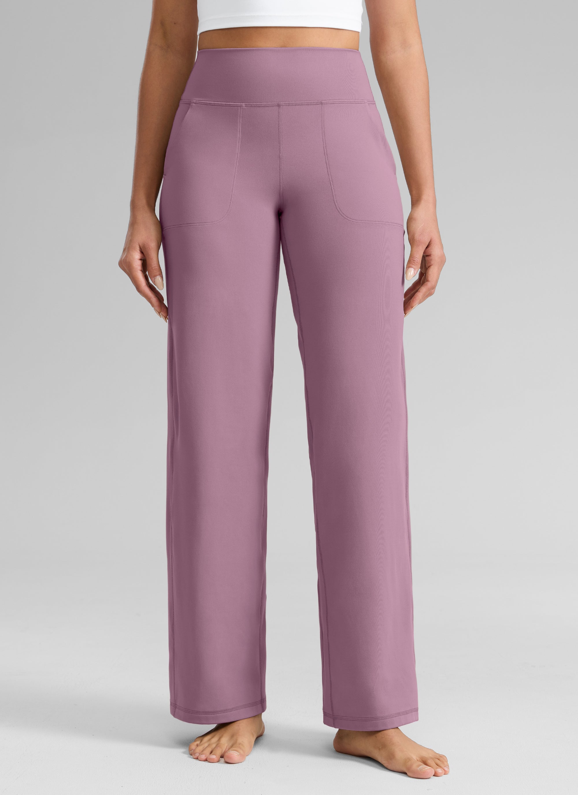CRZ YOGA Damen Butterlift Weites Bein Hose mit Taschen - 79cm Lavendel Hell