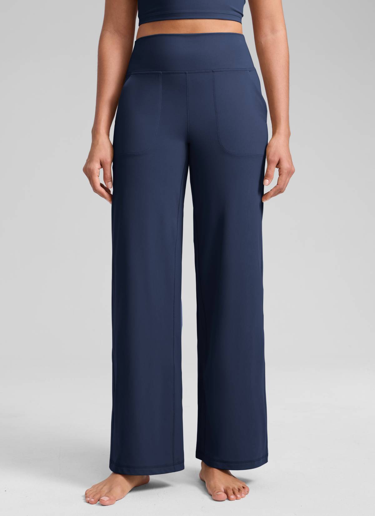 CRZ YOGA Damen Butterlift Weites Bein Hose mit Taschen - 79cm Club Blau