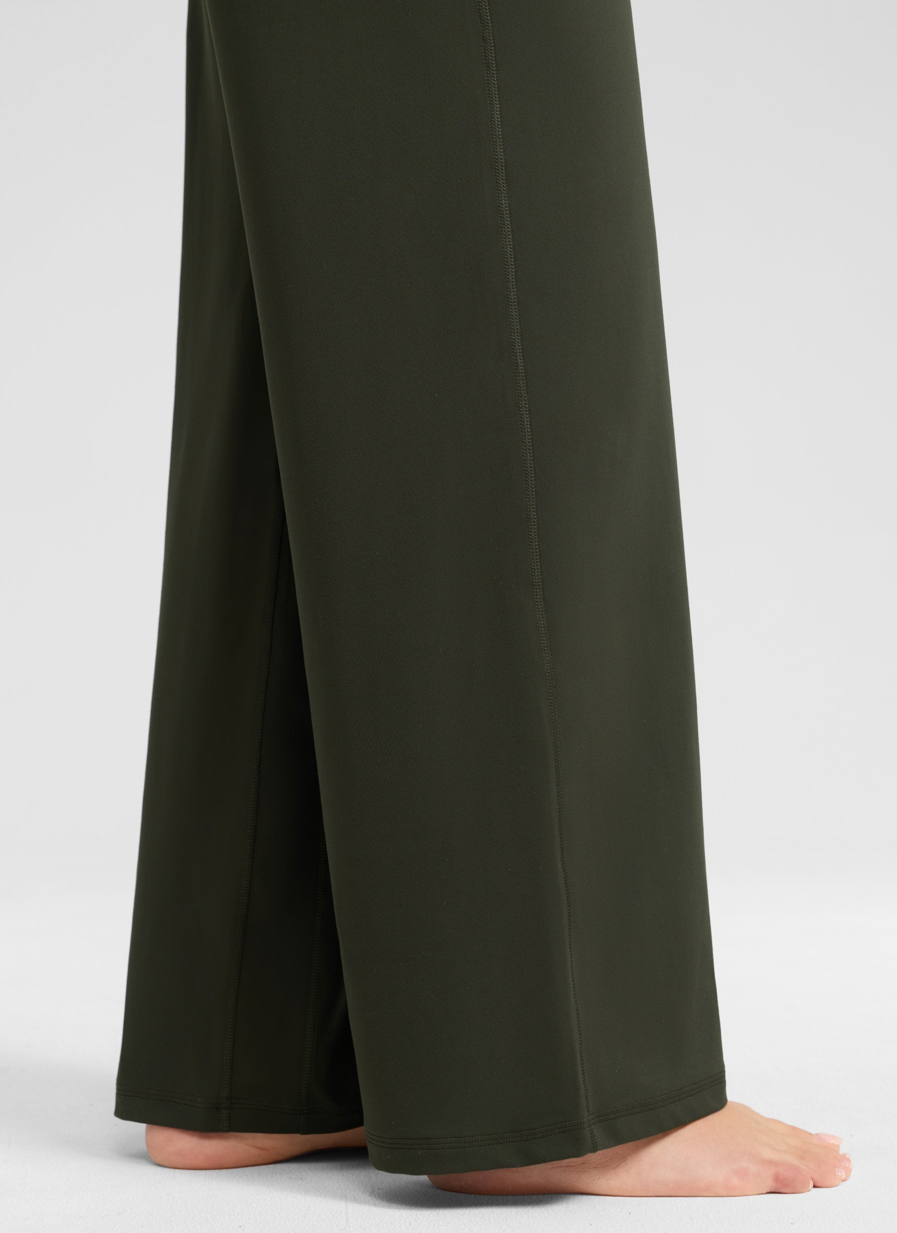 CRZ YOGA Damen Butterlift Weites Bein Hose mit Taschen - 79cm Olivgrün