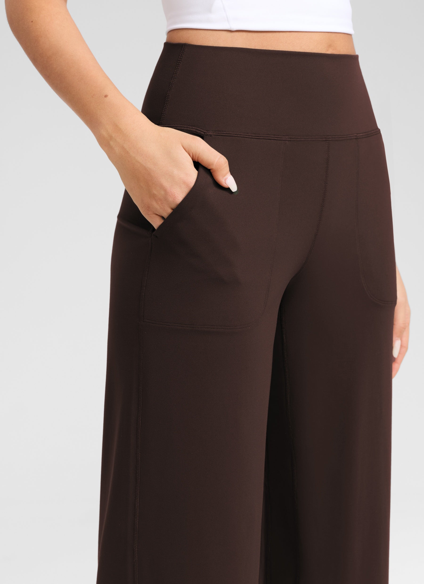 CRZ YOGA Damen Butterlift Weites Bein Hose mit Taschen - 79cm Heißes Fudge-Brown