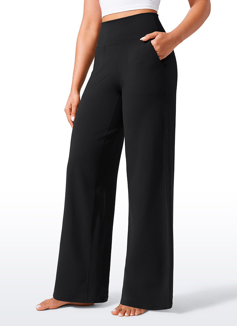 CRZ YOGA Damen Butterlift Weites Bein Hose mit Taschen - 84cm Schwarz @model_info:Amanda