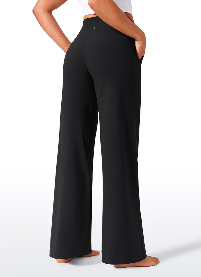 CRZ YOGA Damen Butterlift Weites Bein Hose mit Taschen - 84cm Schwarz