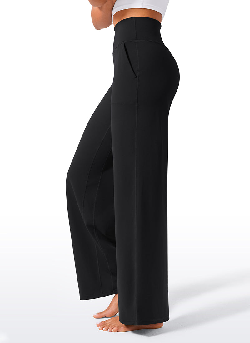 CRZ YOGA Damen Butterlift Weites Bein Hose mit Taschen - 84cm Schwarz