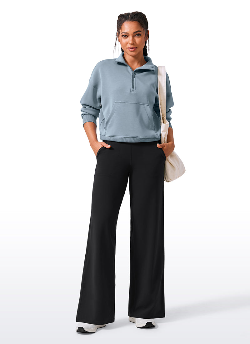 CRZ YOGA Damen Butterlift Weites Bein Hose mit Taschen - 84cm Schwarz @model_info:Amanda