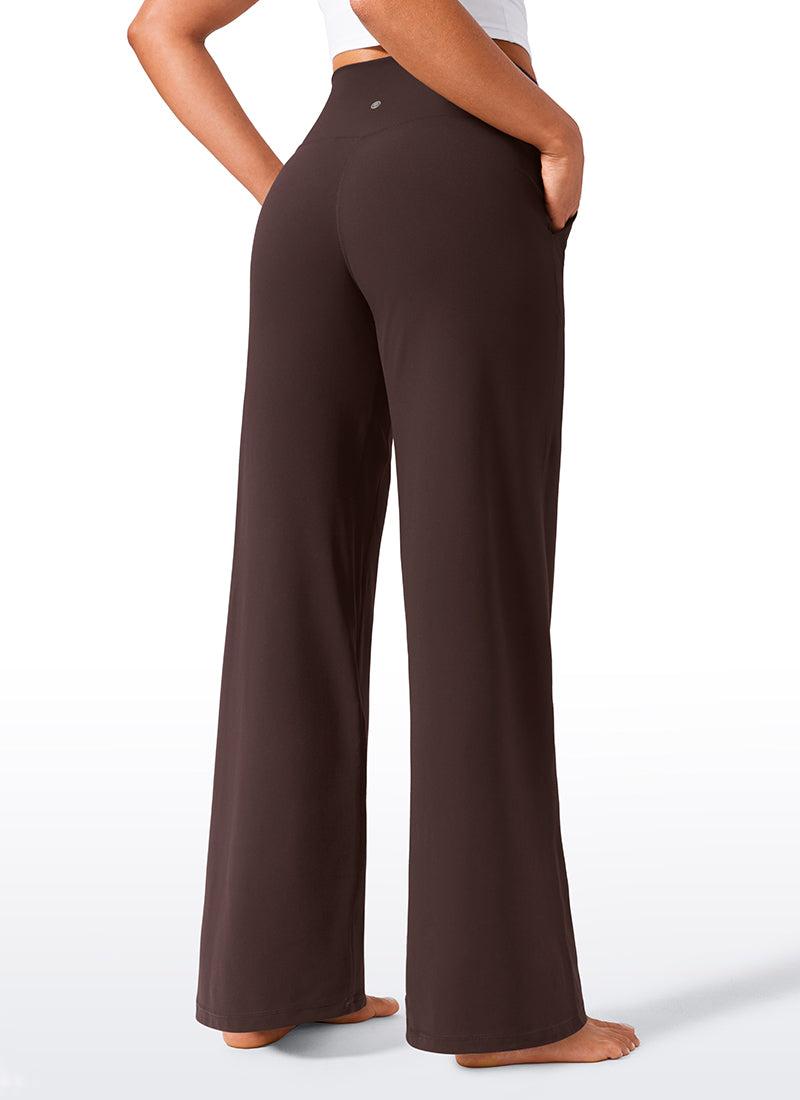 CRZ YOGA Damen Butterlift Weites Bein Hose mit Taschen - 84cm Heißes Fudge-Brown @model_info:Amanda