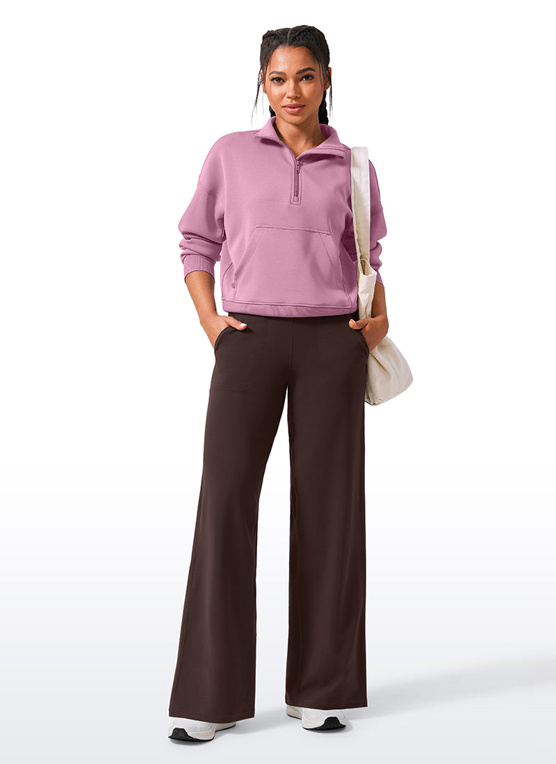 CRZ YOGA Damen Butterlift Weites Bein Hose mit Taschen - 84cm Heißes Fudge-Brown @model_info:Amanda