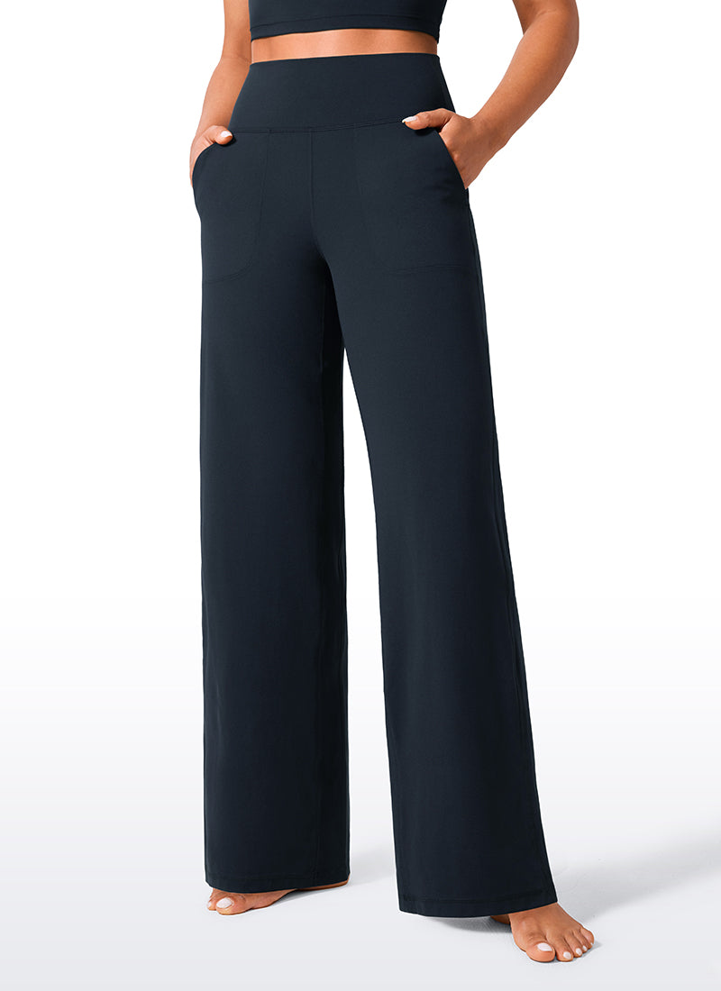 CRZ YOGA Damen Butterlift Weites Bein Hose mit Taschen - 84cm Echte Marine @model_info:Amanda