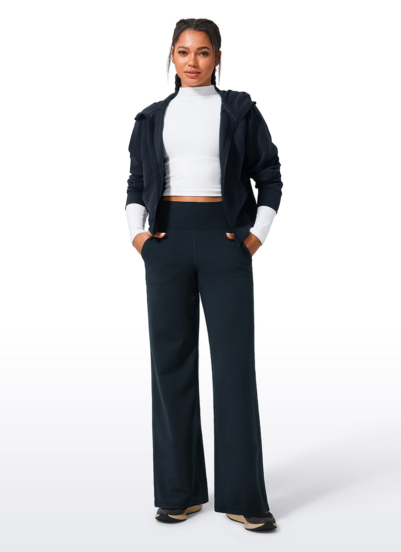 CRZ YOGA Damen Butterlift Weites Bein Hose mit Taschen - 84cm Echte Marine