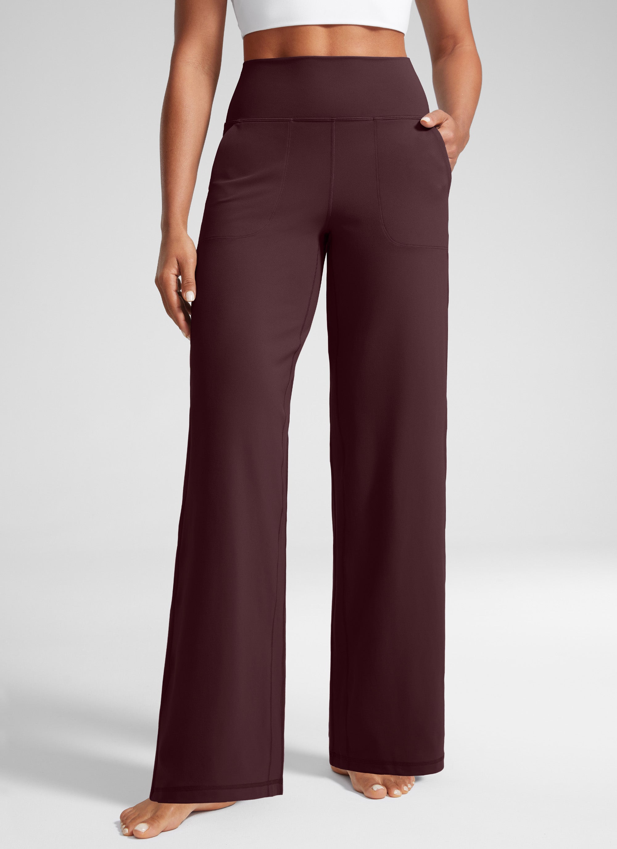 CRZ YOGA Damen Butterlift Weites Bein Hose mit Taschen - 84cm Reife Pflaume