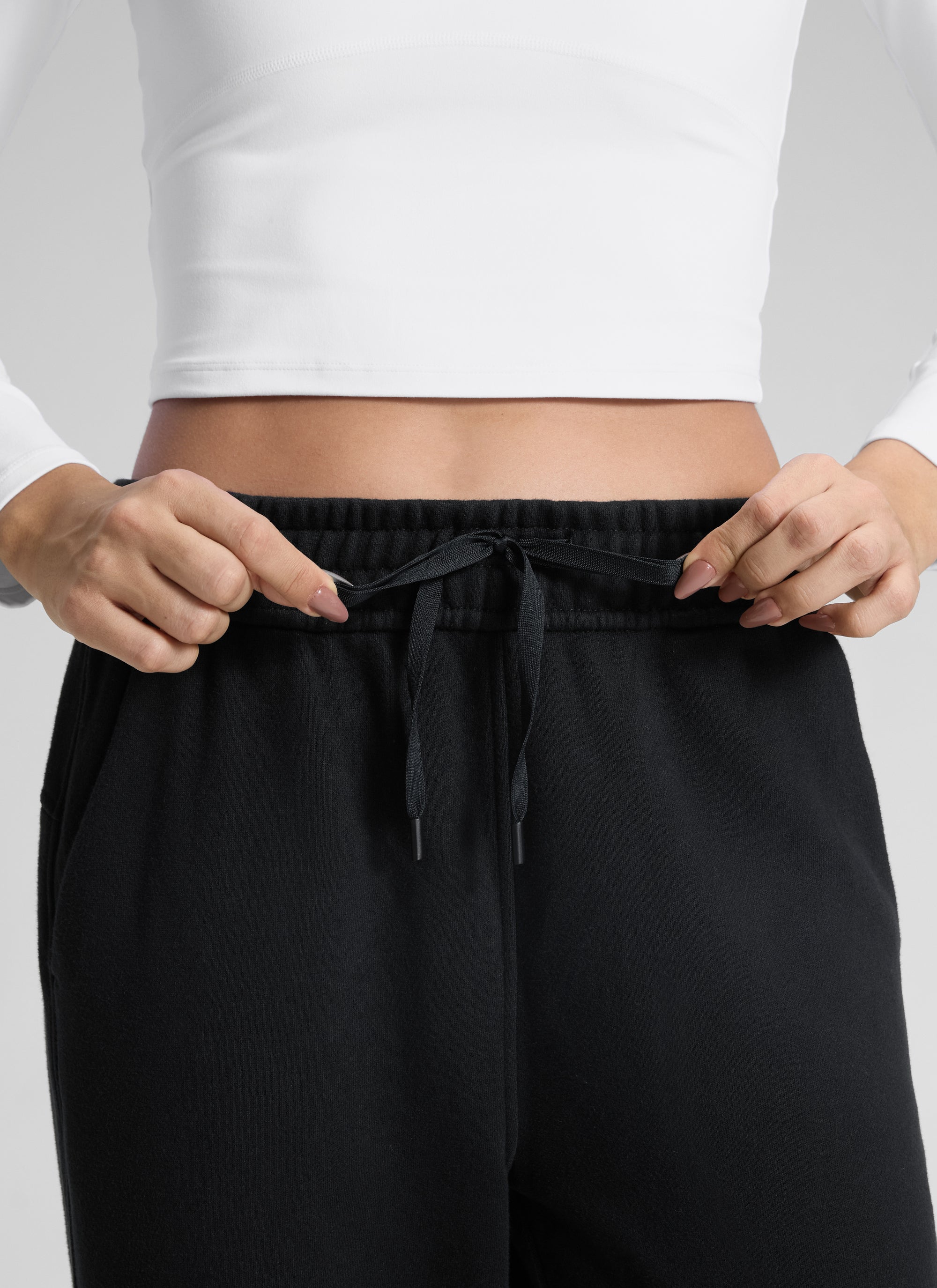 CRZ YOGA Damen Gefütterte Baumwolle Hose mit Taschen - 76 cm Schwarz @model_info:Jenna