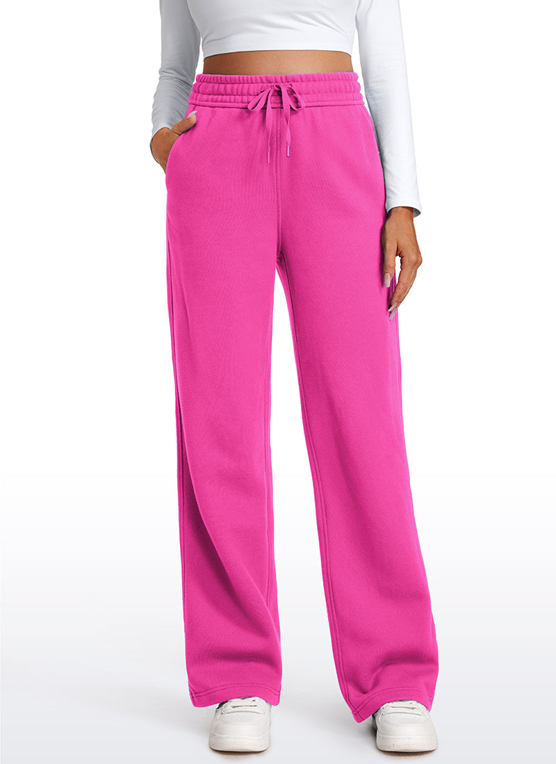 CRZ YOGA Damen Gefütterte Baumwolle Hose mit Taschen - 76 cm Hibiskus-Purpur @model_info:Anna