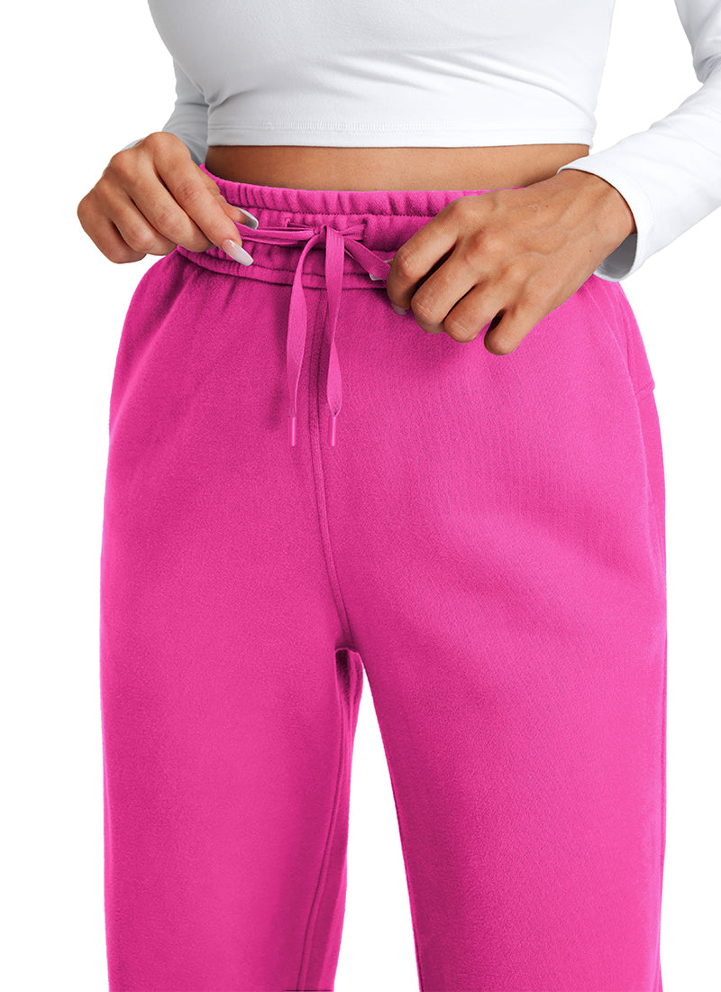 CRZ YOGA Damen Gefütterte Baumwolle Hose mit Taschen - 76 cm Hibiskus-Purpur @model_info:Anna