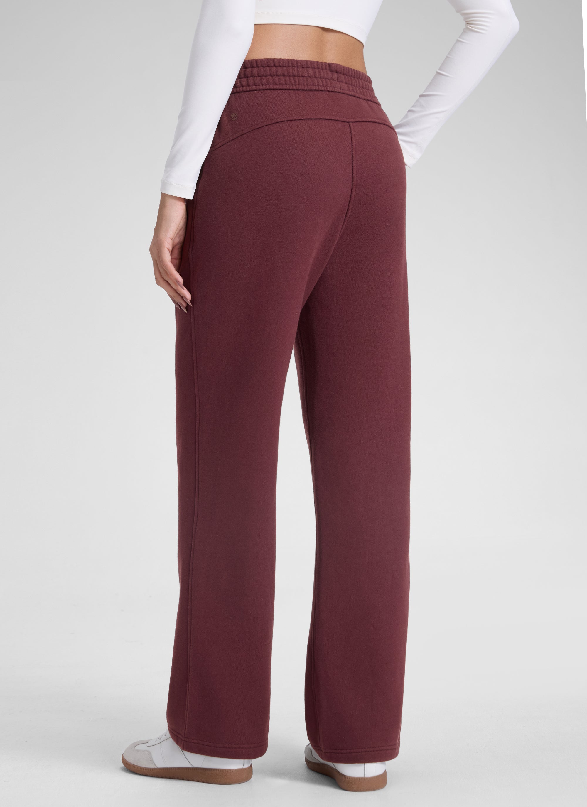 CRZ YOGA Damen Gefütterte Baumwolle Hose mit Taschen - 76 cm Dunkelrot @model_info:Jenna