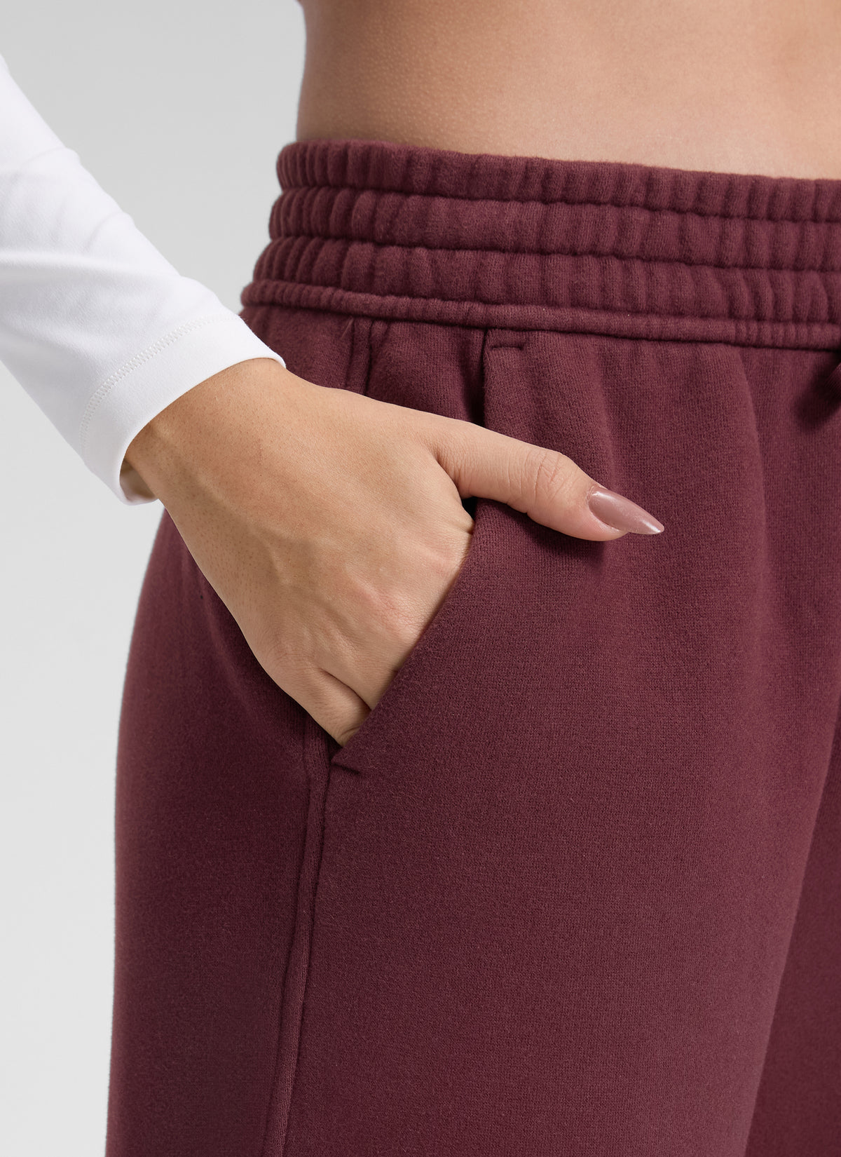 CRZ YOGA Damen Gefütterte Baumwolle Hose mit Taschen - 76 cm Dunkelrot @model_info:Jenna