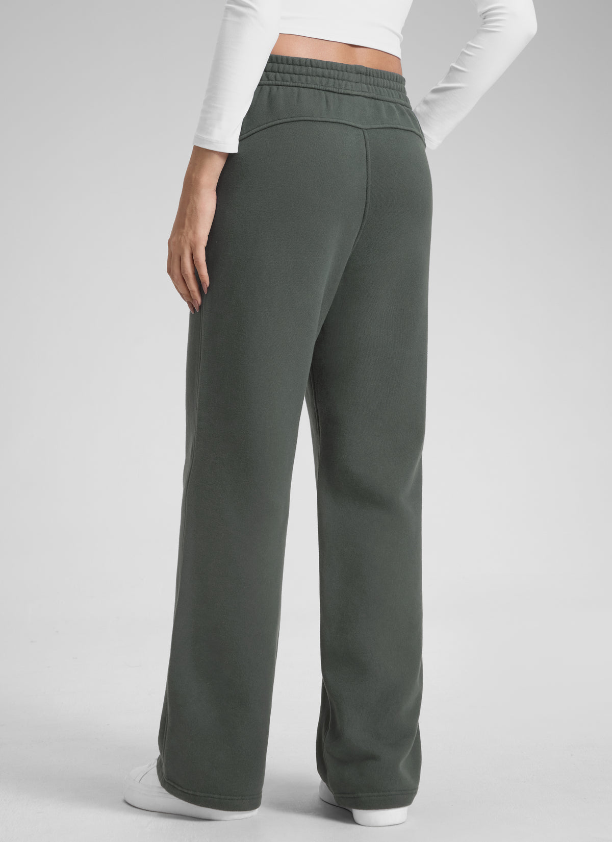 CRZ YOGA Damen Gefütterte Baumwolle Hose mit Taschen - 76 cm Grauer Salbei @model_info:Jenna