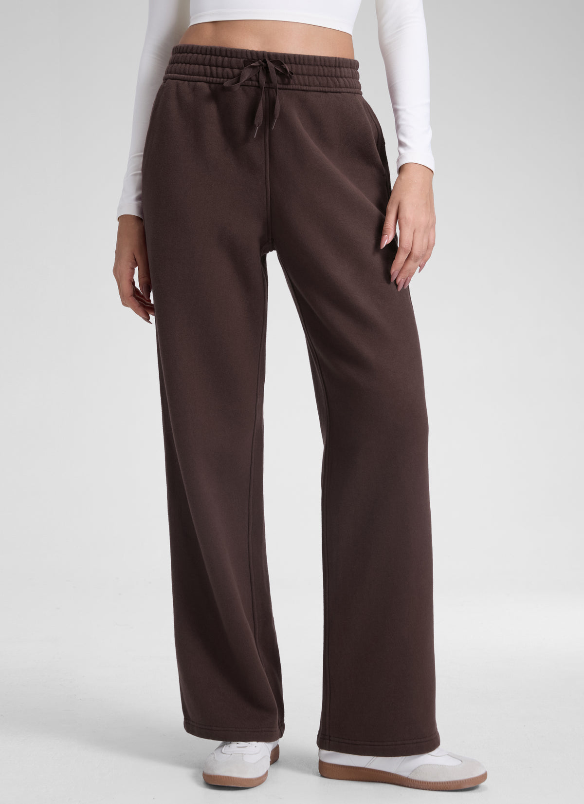 CRZ YOGA Damen Gefütterte Baumwolle Hose mit Taschen - 76 cm Heißes Fudge-Brown @model_info:Jenna