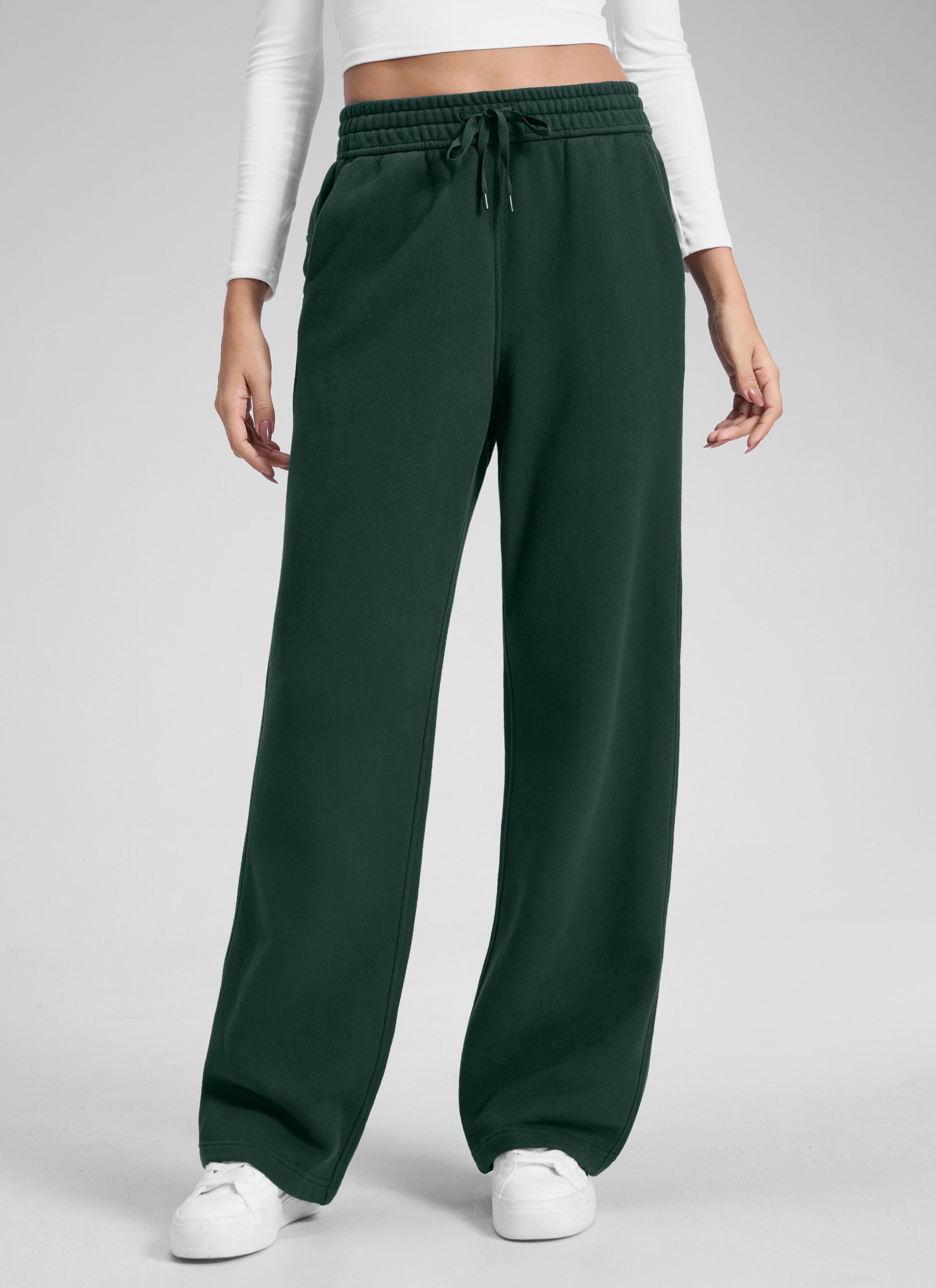 CRZ YOGA Damen Gefütterte Baumwolle Hose mit Taschen - 76 cm Legende Grün @model_info:Jenna