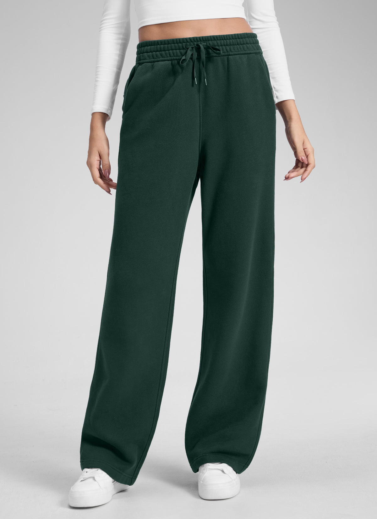 CRZ YOGA Damen Gefütterte Baumwolle Hose mit Taschen - 76 cm Legende Grün @model_info:Jenna