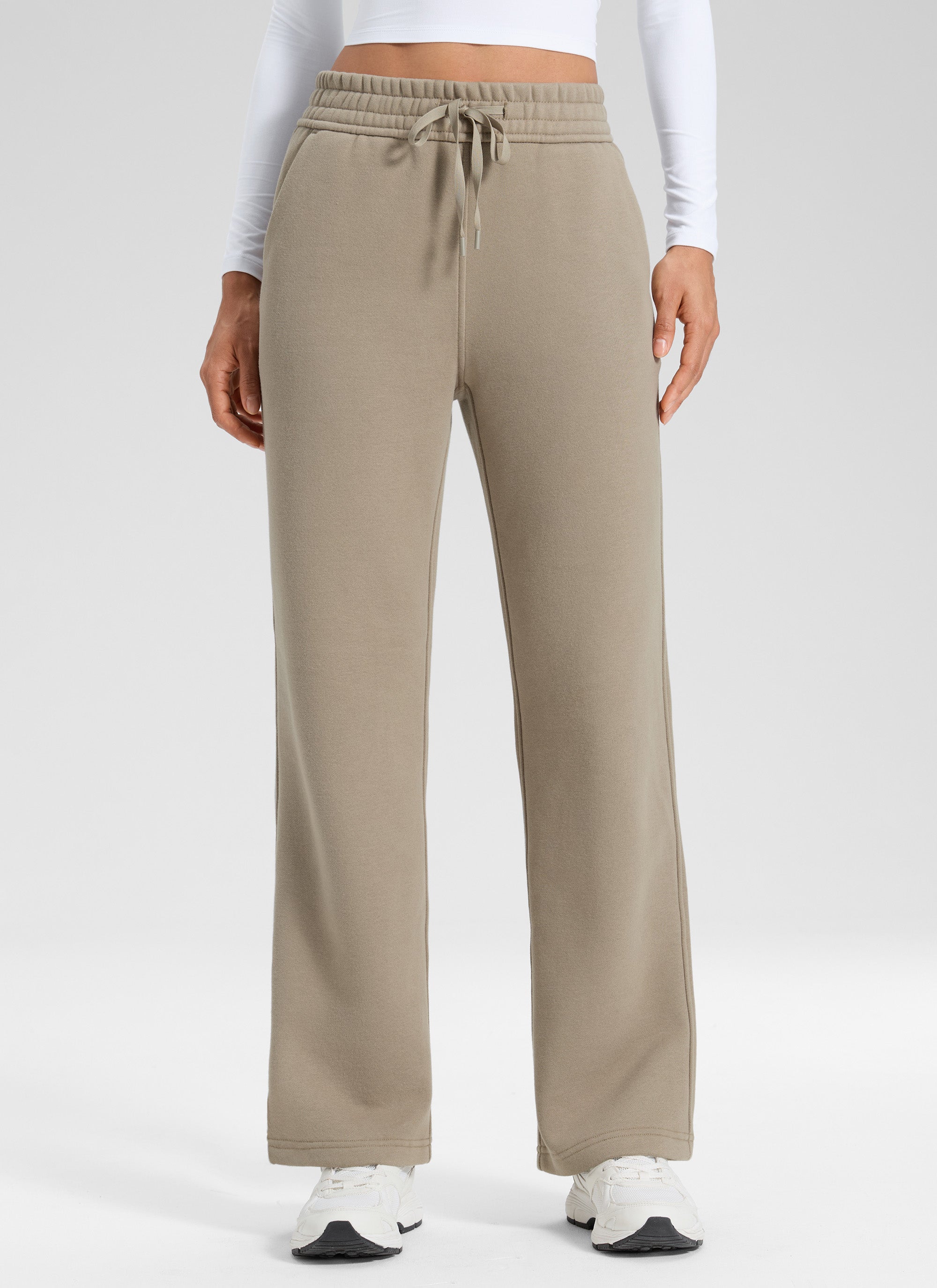 CRZ YOGA Damen Gefütterte Baumwolle Hose mit Taschen - 76 cm Eiche @model_info:Larissa