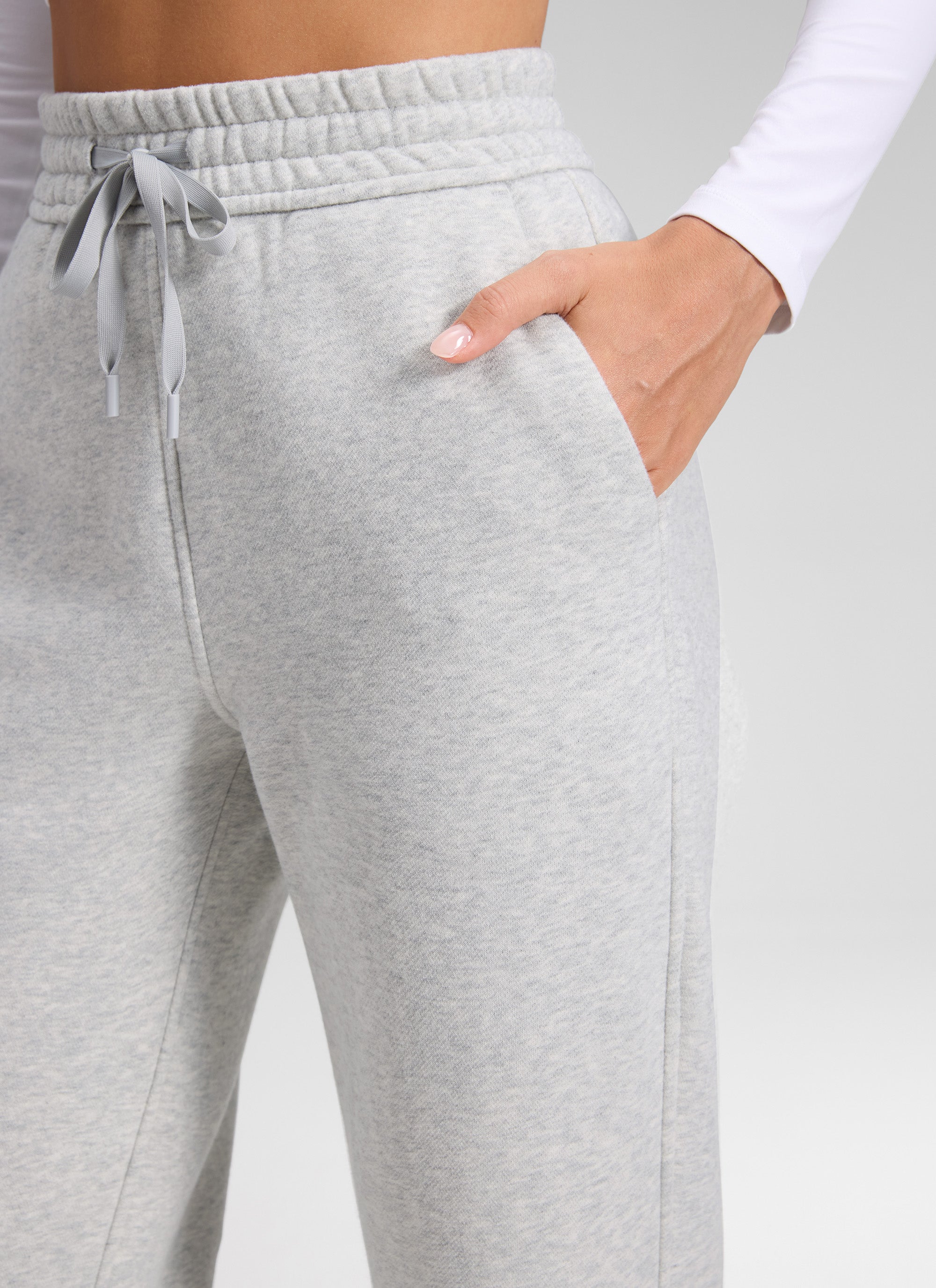 CRZ YOGA Damen Gefütterte Baumwolle Hose mit Taschen - 76 cm Taubengraues Heidekraut @model_info:Anna