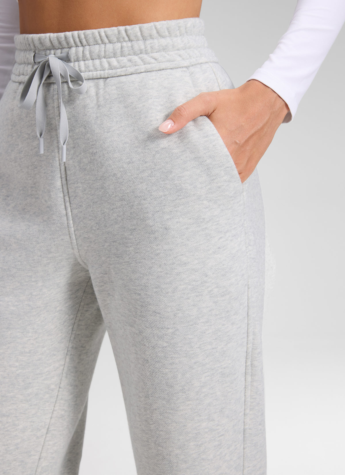 CRZ YOGA Damen Gefütterte Baumwolle Hose mit Taschen - 76 cm Taubengraues Heidekraut @model_info:Anna