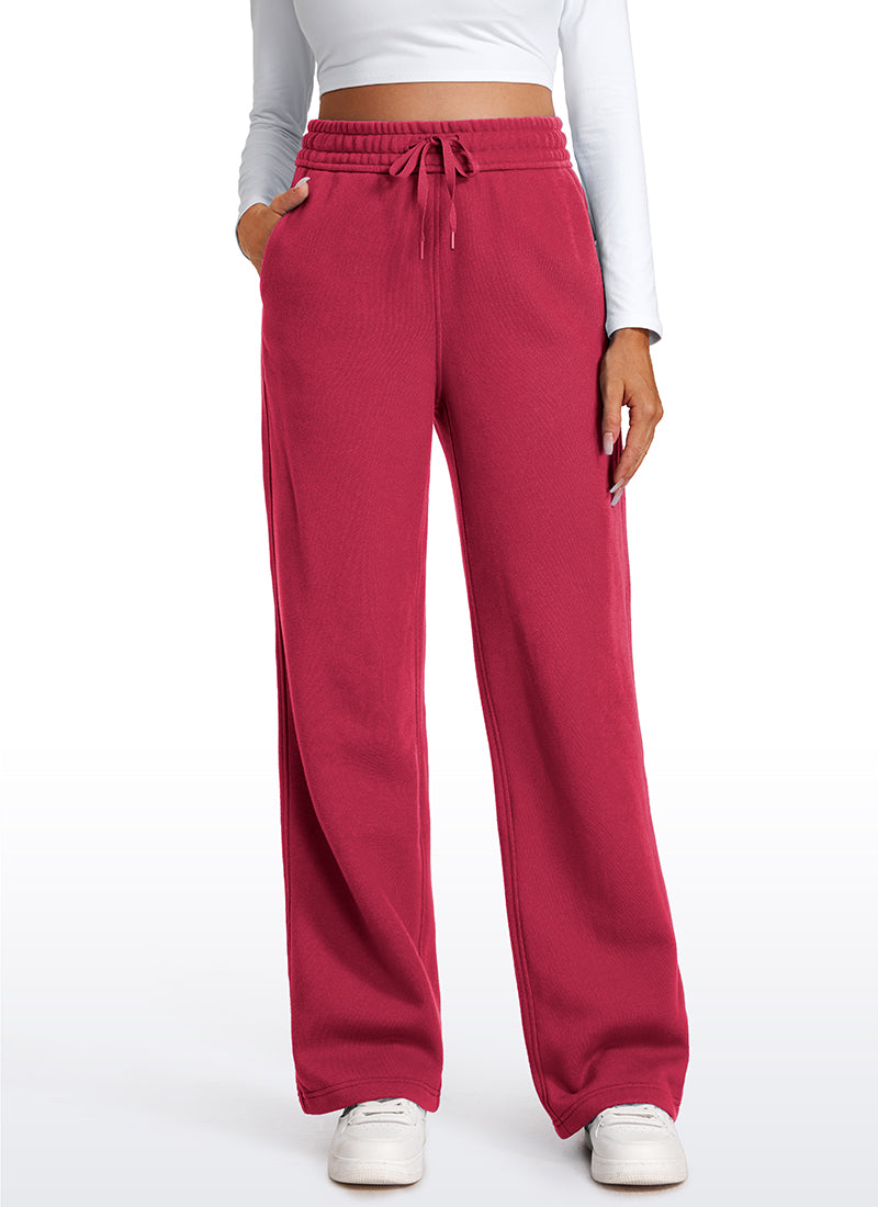 CRZ YOGA Damen Gefütterte Baumwolle Hose mit Taschen - 76 cm Granatapfel @model_info:Anna