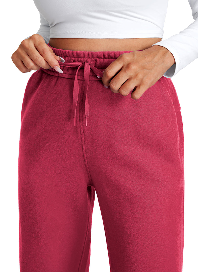 CRZ YOGA Damen Gefütterte Baumwolle Hose mit Taschen - 76 cm Granatapfel @model_info:Anna