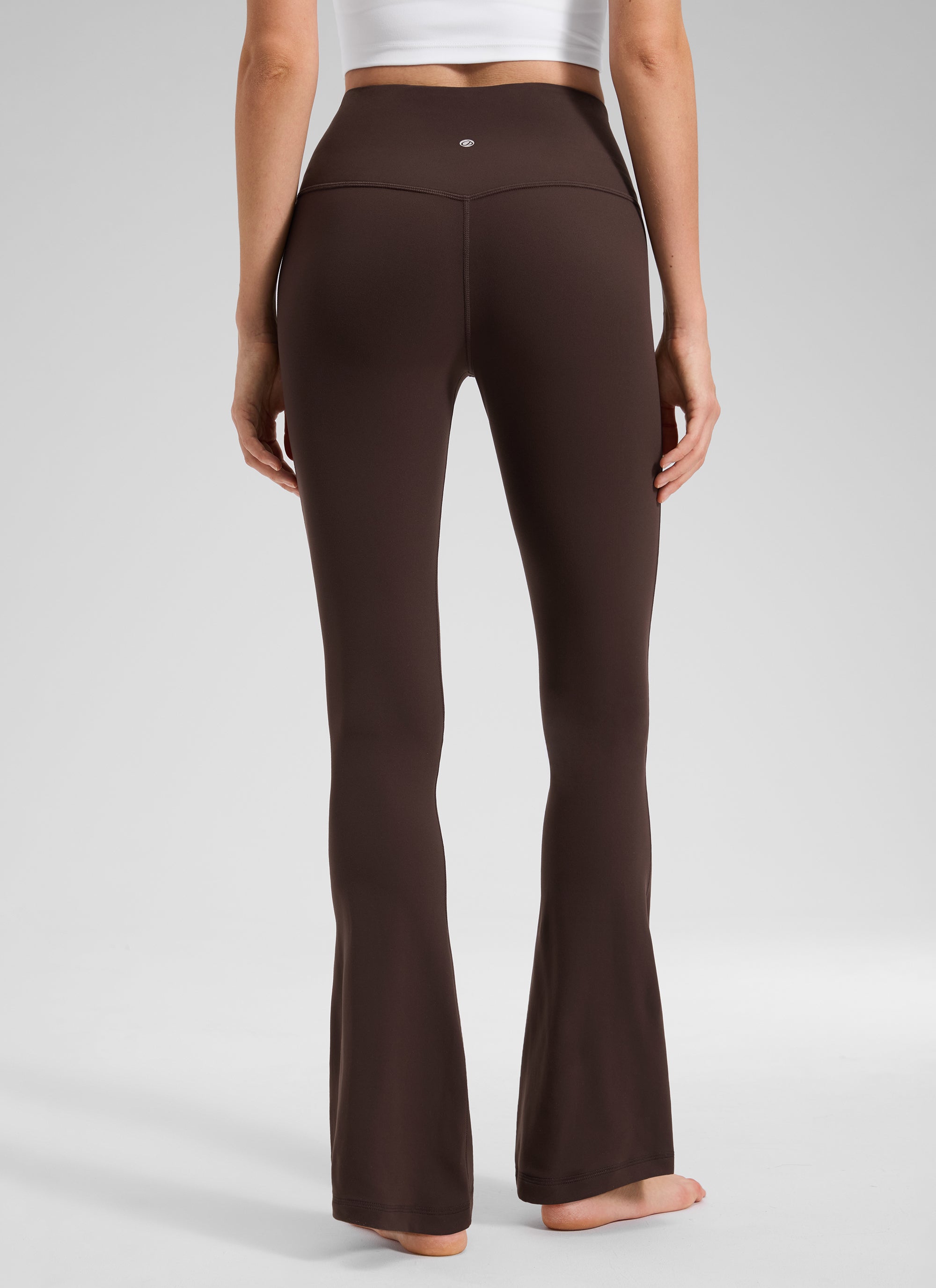 CRZ YOGA Damen Butterluxe Hohe Taille Mini Flared Leggings - 76 cm Heißes Fudge-Brown