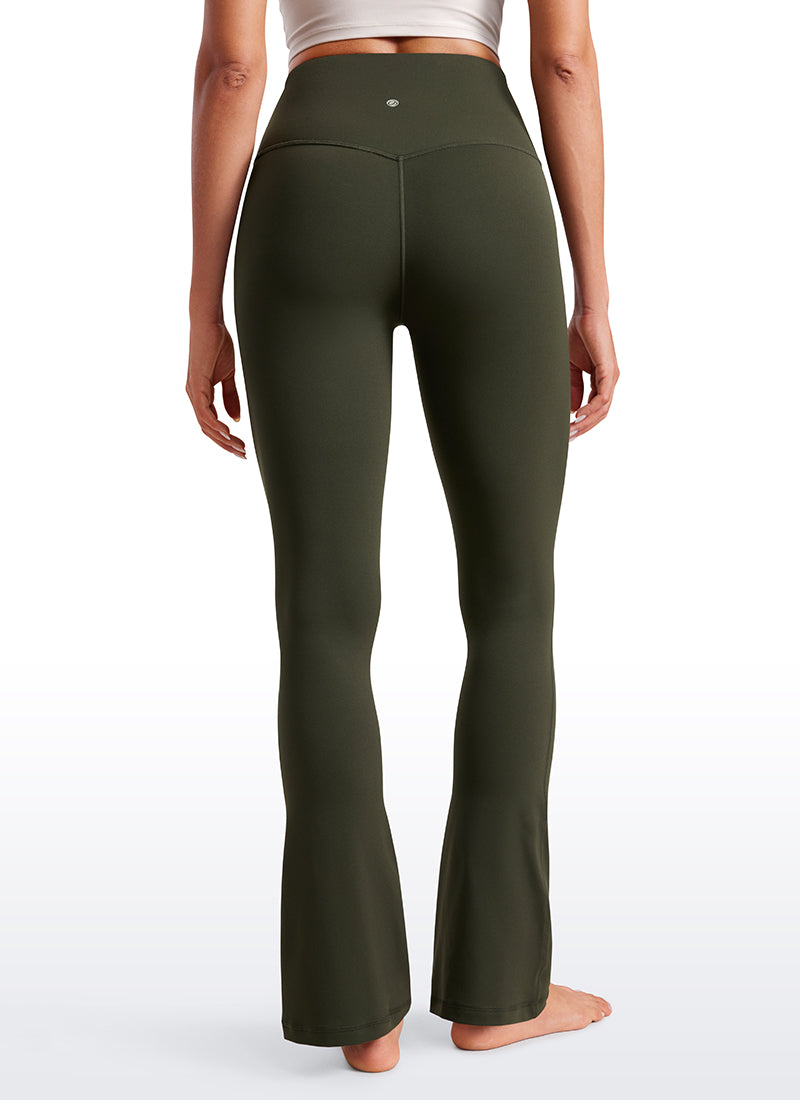 CRZ YOGA Damen Butterluxe Hohe Taille Mini Flared Leggings - 76 cm Olivgrün