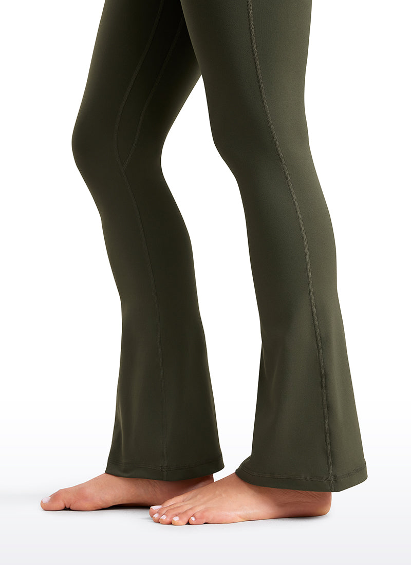 CRZ YOGA Damen Butterluxe Hohe Taille Mini Flared Leggings - 76 cm Olivgrün