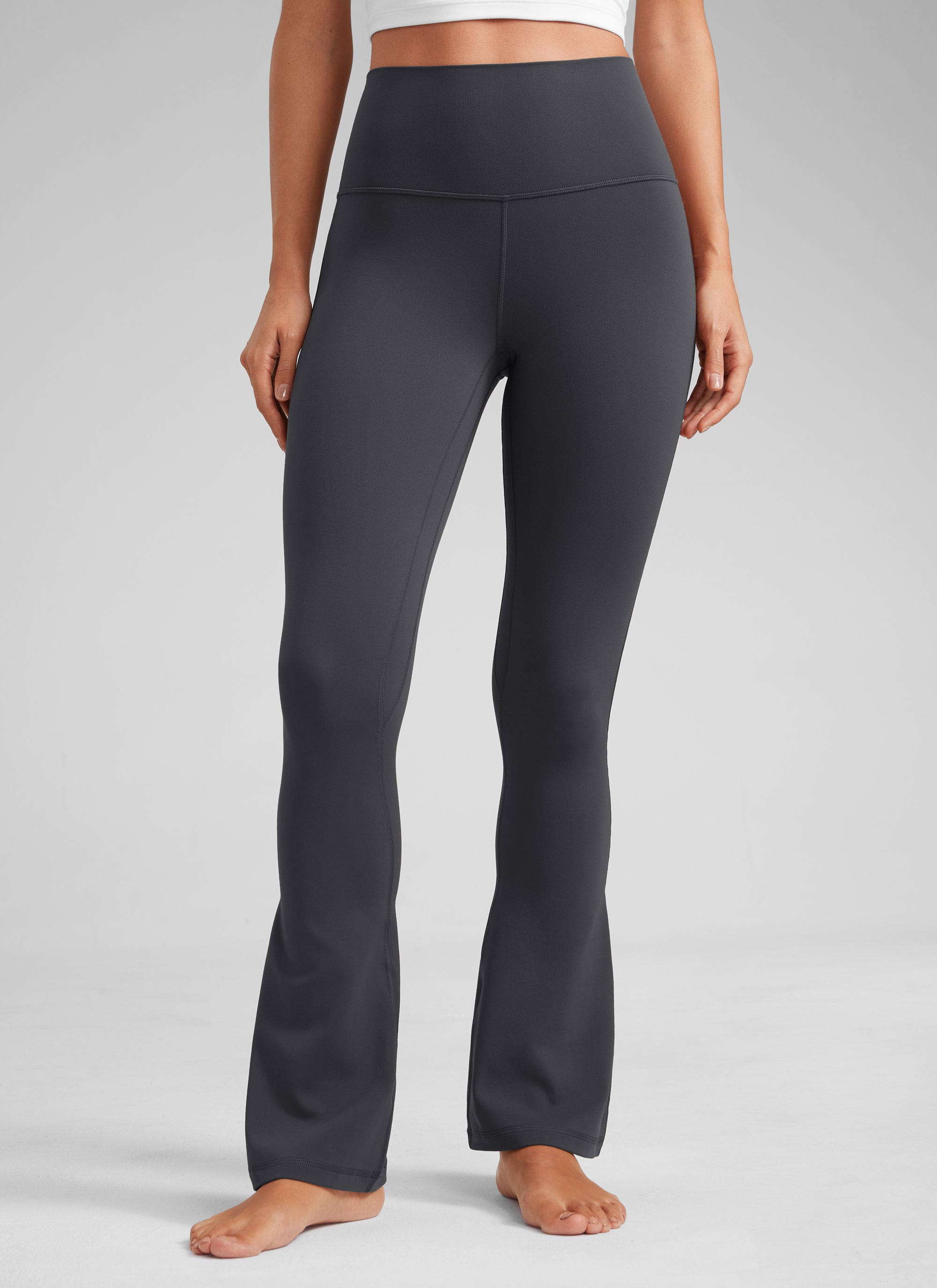 CRZ YOGA Damen Butterluxe Hohe Taille Mini Flared Leggings - 76 cm Mysteriöses Grau
