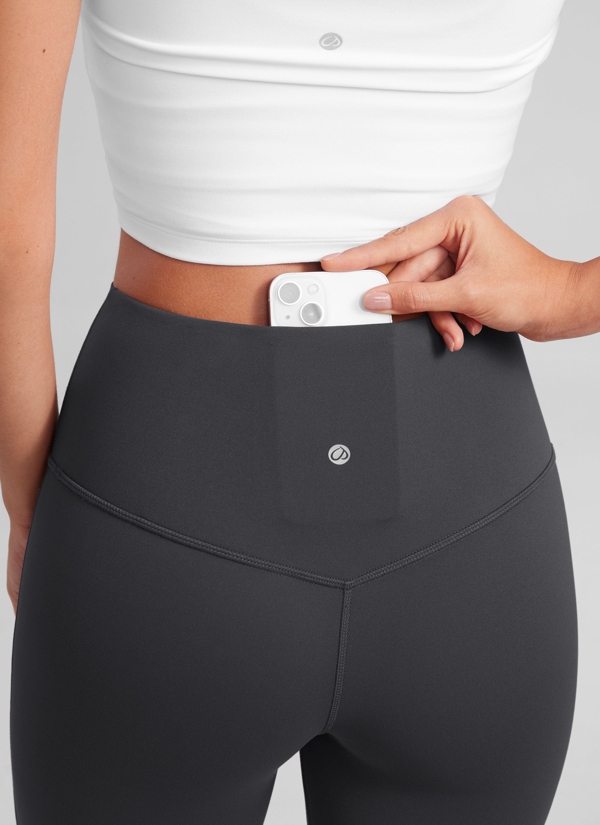CRZ YOGA Damen Butterluxe Hohe Taille Mini Flared Leggings - 76 cm Mysteriöses Grau
