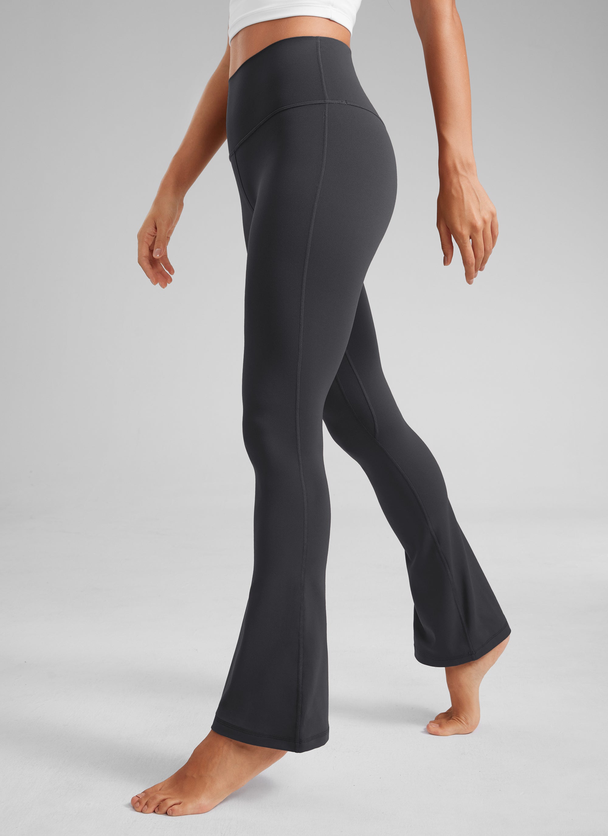 CRZ YOGA Damen Butterluxe Hohe Taille Mini Flared Leggings - 76 cm Mysteriöses Grau