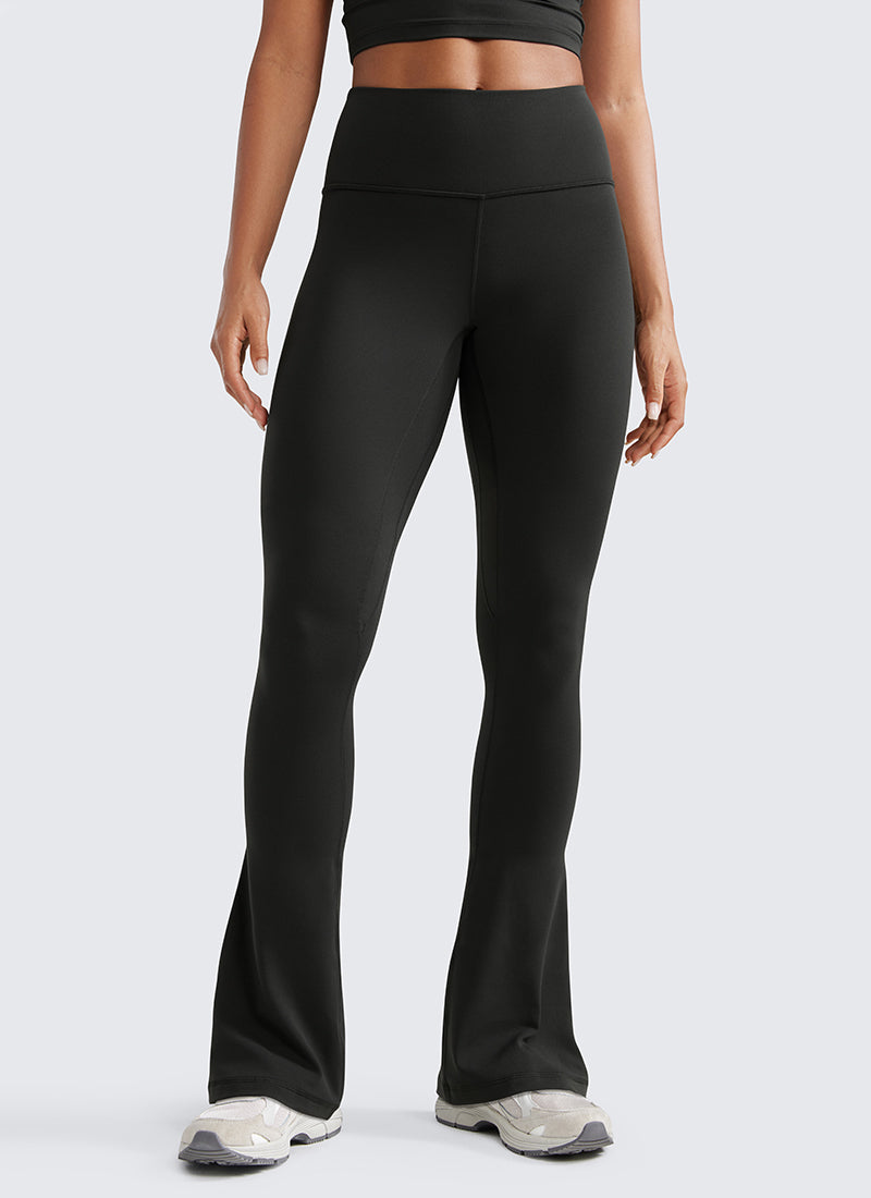 CRZ YOGA Damen Butterluxe Hohe Taille Mini Flared Leggings - 80 cm Schwarz