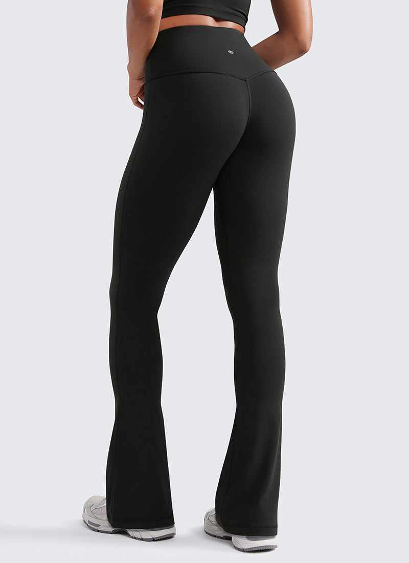 CRZ YOGA Damen Butterluxe Hohe Taille Mini Flared Leggings - 80 cm Schwarz