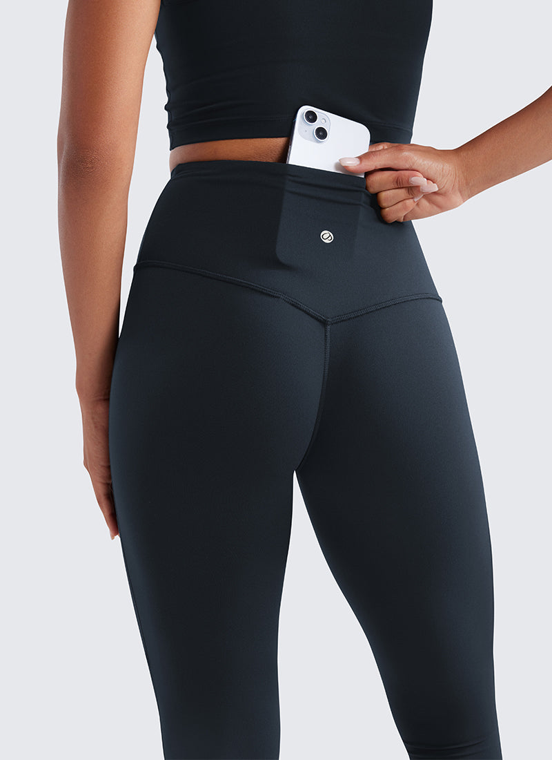CRZ YOGA Damen Butterluxe Hohe Taille Mini Flared Leggings - 80 cm Echte Marine