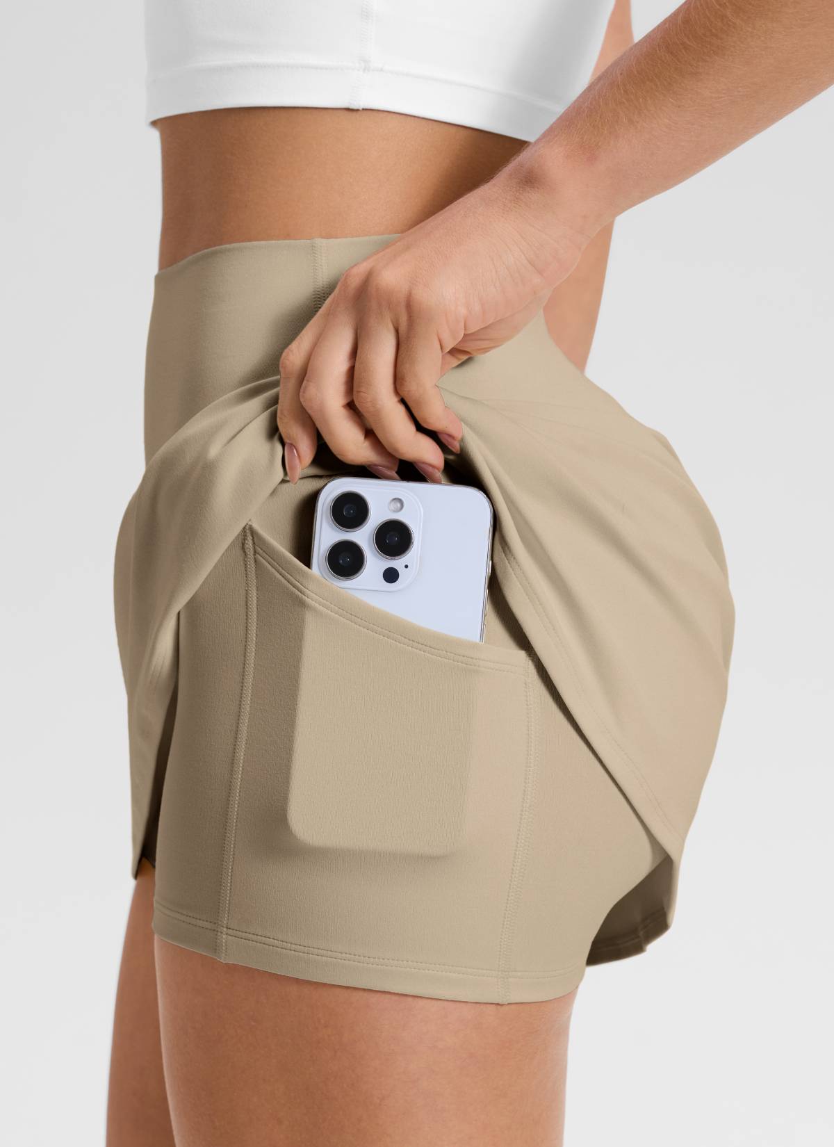 CRZ YOGA Damen Butterluxe Hohe Taille A-Line Tennis Röcke mit Taschen Eiche