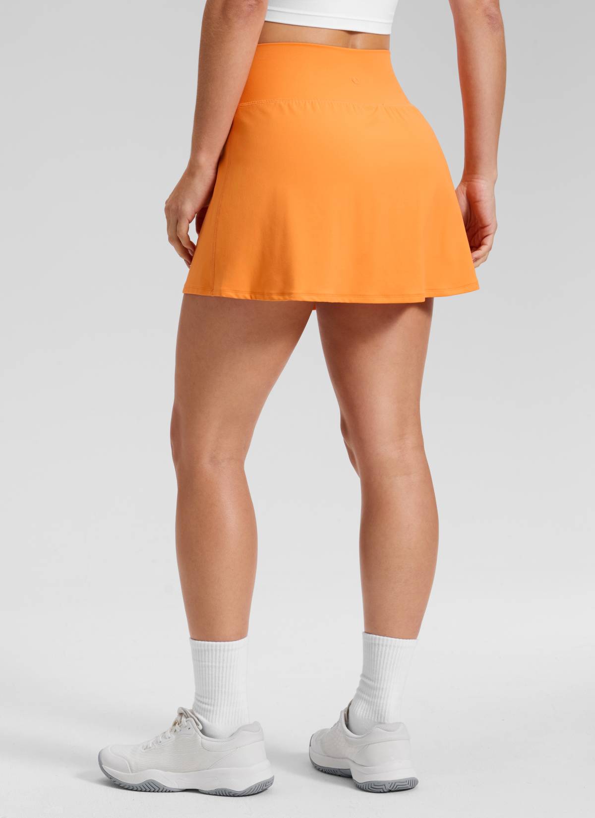 CRZ YOGA Damen Butterluxe Hohe Taille A-Line Tennis Röcke mit Taschen Tiger Orange