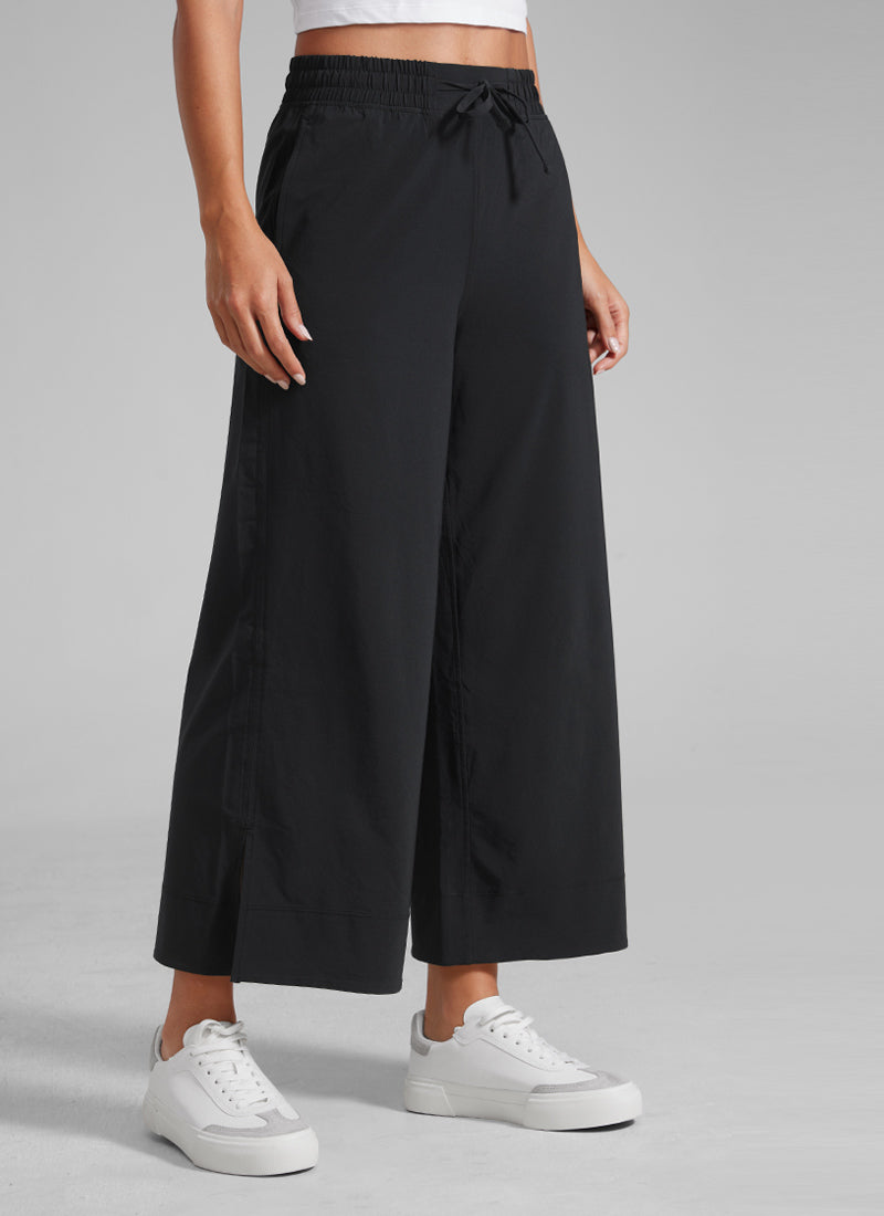 CRZ YOGA Damen Leicht Weites Bein mit Taschen - 64cm Schwarz