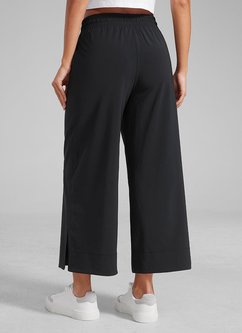 CRZ YOGA Damen Leicht Weites Bein mit Taschen - 64cm Schwarz