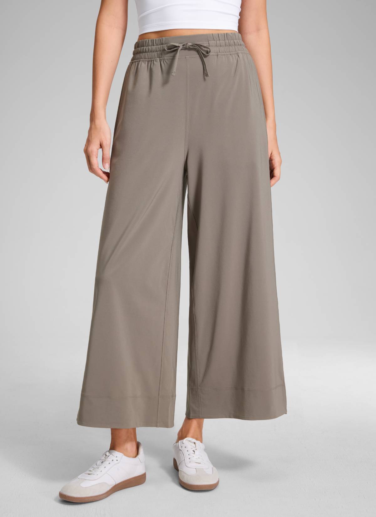 CRZ YOGA Damen Leicht Weites Bein mit Taschen - 64cm Nomade Grau