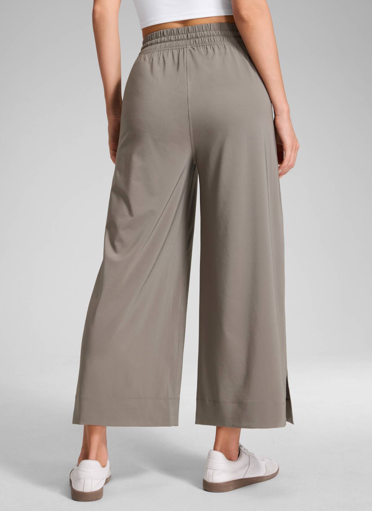 CRZ YOGA Damen Leicht Weites Bein mit Taschen - 64cm Nomade Grau