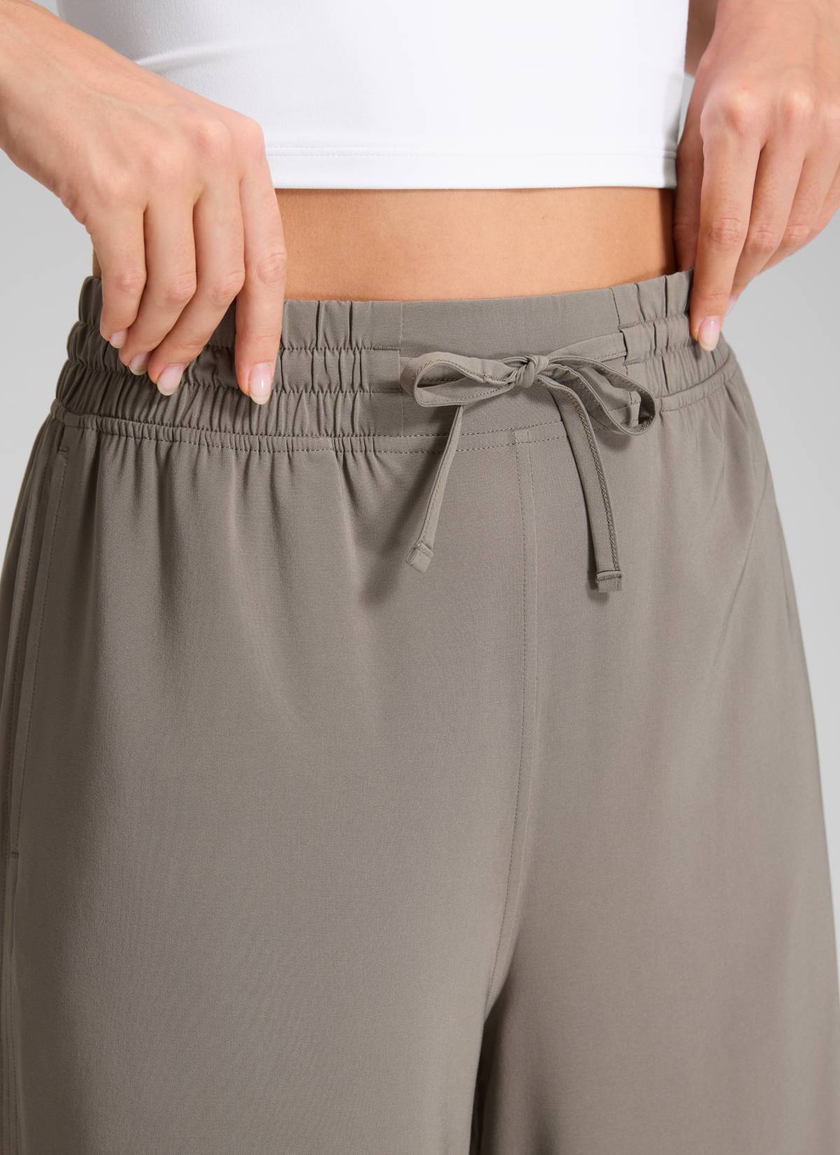 CRZ YOGA Damen Leicht Weites Bein mit Taschen - 64cm Nomade Grau