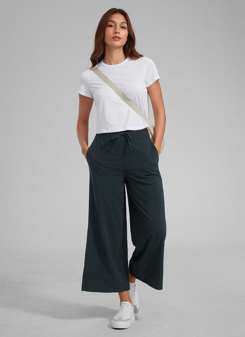 CRZ YOGA Damen Leicht Weites Bein mit Taschen - 64cm Echte Marine