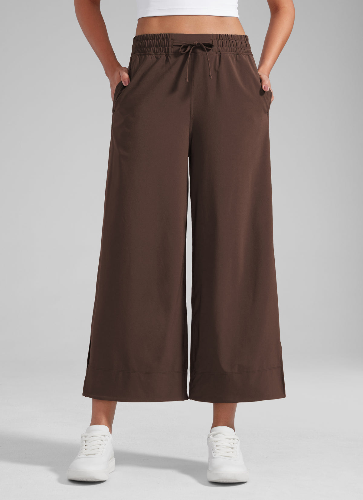 CRZ YOGA Damen Leicht Weites Bein mit Taschen - 64cm Heißes Fudge-Brown