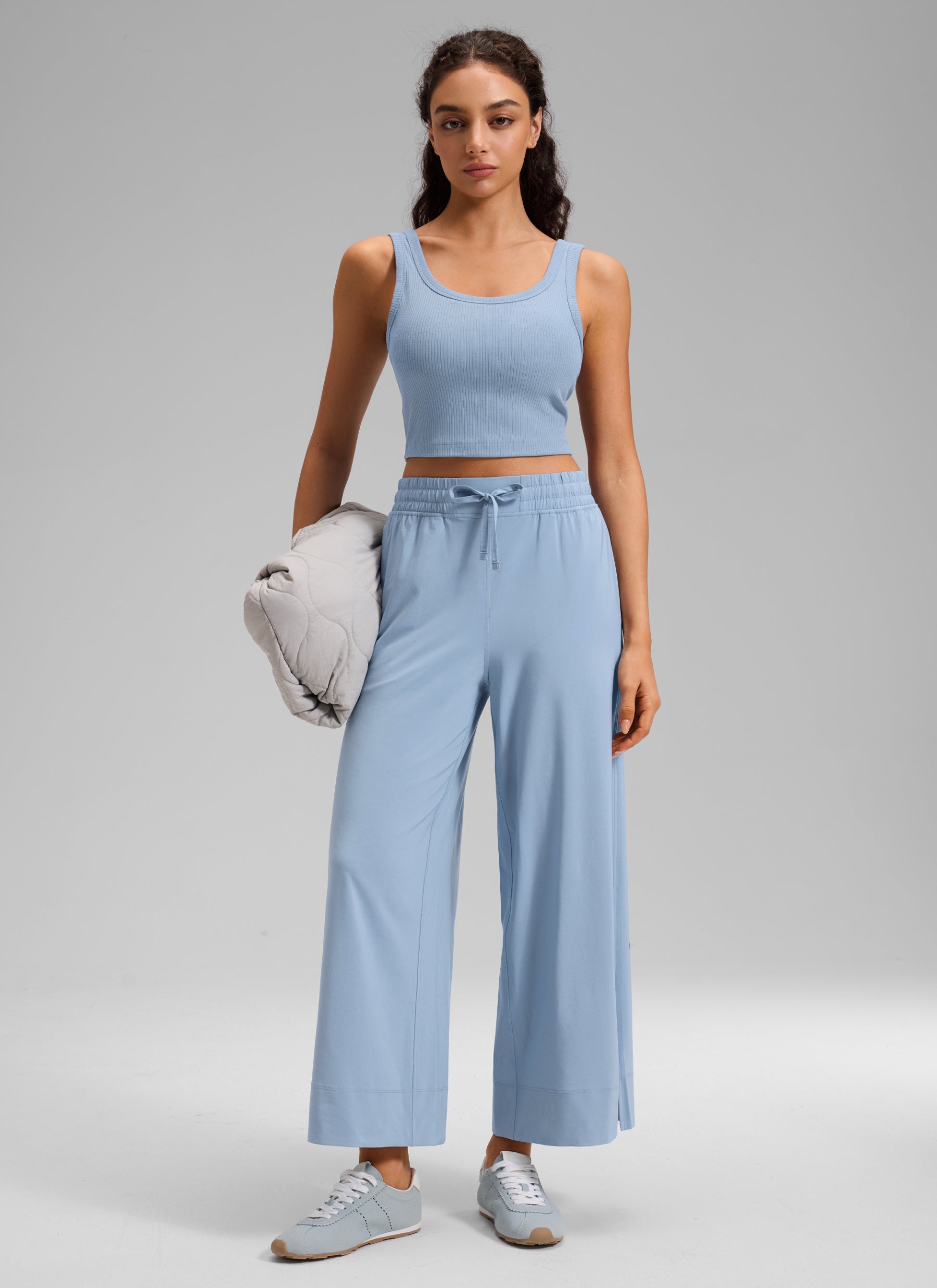 CRZ YOGA Damen Leicht Weites Bein mit Taschen - 64cm Das Brisenblau