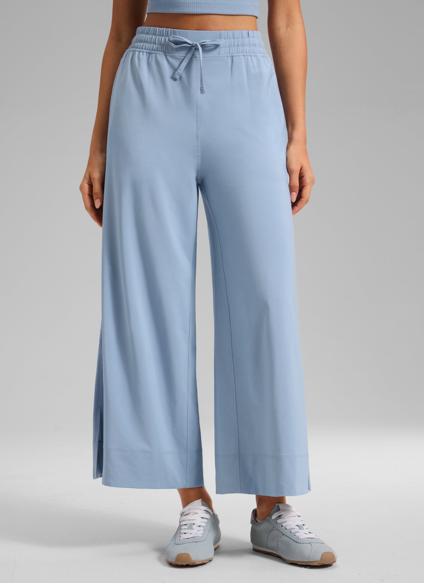 CRZ YOGA Damen Leicht Weites Bein mit Taschen - 64cm Das Brisenblau