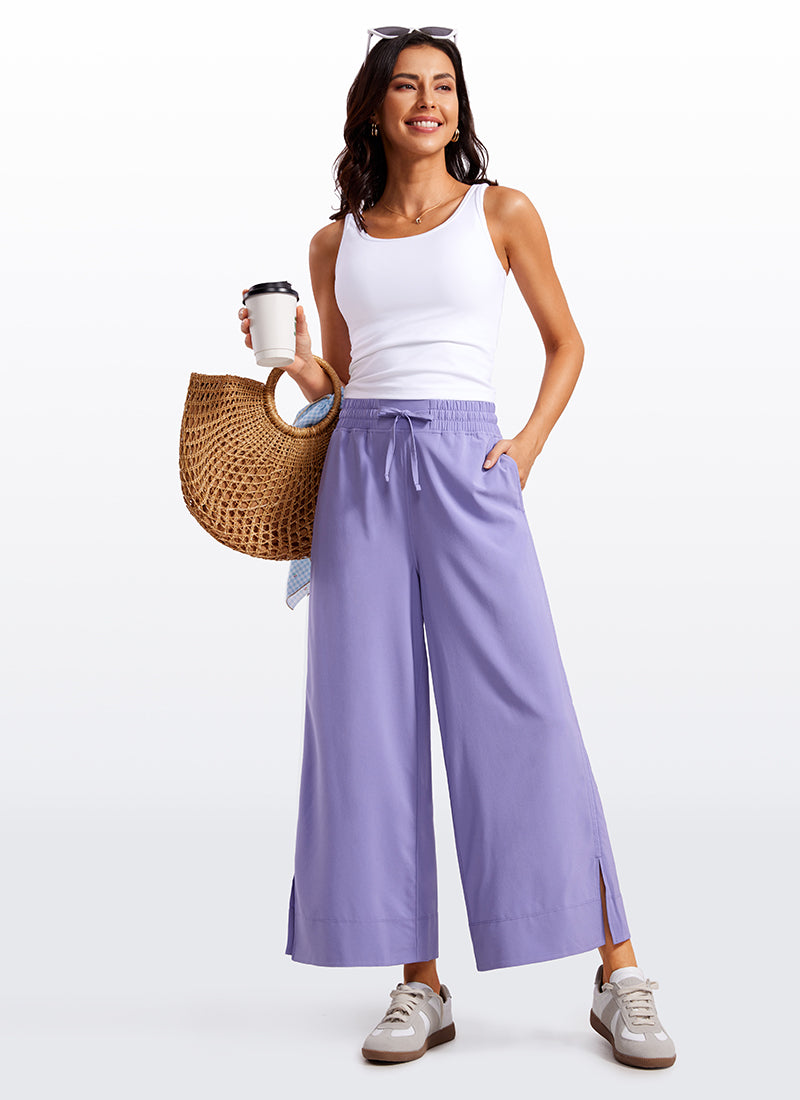 CRZ YOGA Damen Leicht Weites Bein mit Taschen - 64cm Dunkles Lavendelviolett